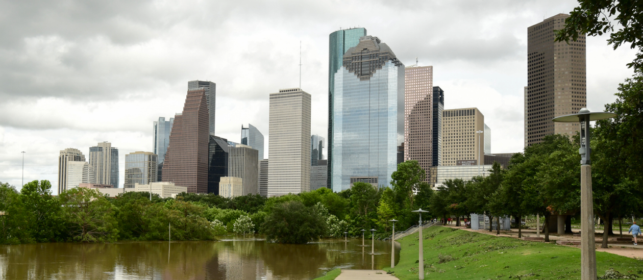 Flooding at Buffalo Bayou Park Houston after Hurricane Beryl 2024